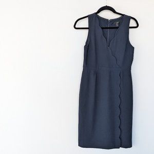 J Crew Navy Scalloped Dress [Size 2]